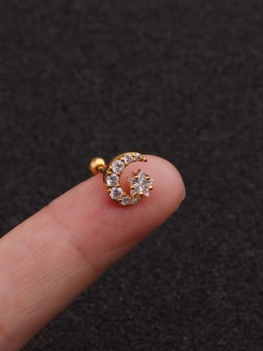 golden(Single) Brass Cubic Zirconia Star Minimalist Stud Earring