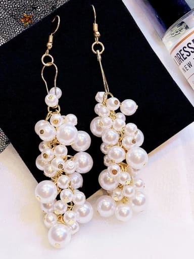 Mixed Metal Imitation Pearl White Trend Drop Earring