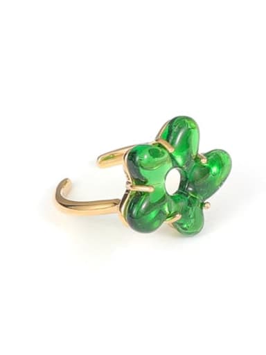 Green glazed ring Hand Glass Multi Color Flower Minimalist Band Ring