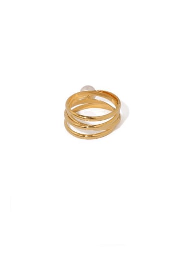 Brass Imitation Pearl Geometric Vintage Stackable Ring