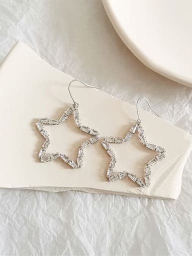 Copper Cubic Zirconia Star Minimalist Hook Trend Korean Fashion Earring