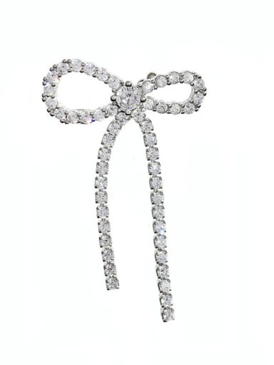Brass Cubic Zirconia Bowknot Luxury Single Stud Earring
