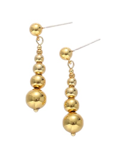Electroplated 18K genuine gold version Brass Bead Geometric Minimalist Drop Earring