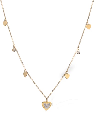 23997 necklace Titanium Steel Cubic Zirconia Heart Minimalist Necklace