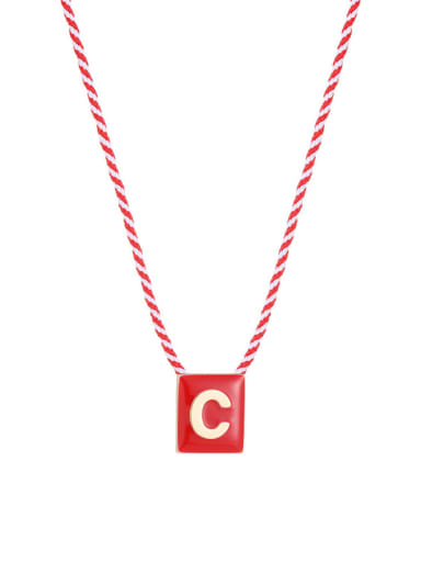 Letter C Brass Enamel Message Cute Necklace