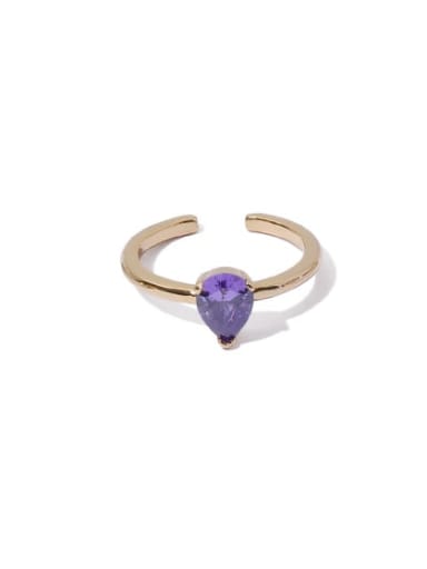 Purple zircon ring Brass Cubic Zirconia Geometric Minimalist Band Ring