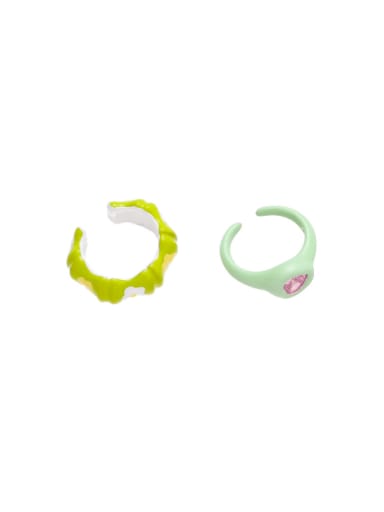 Brass Enamel Multi Color Irregular Cute Band Ring