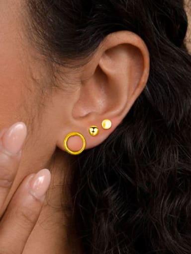 golden Stainless steel Round Minimalist Geometric  Set Stud Earring