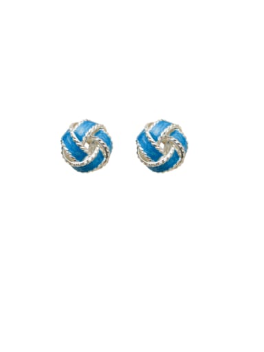 Electrophoretic Pearl Blue Brass Enamel Geometric Minimalist Stud Earring