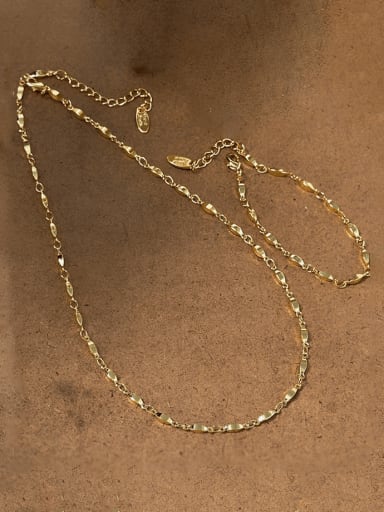 Brass Minimalist Irregular Bracelet and Necklace Set