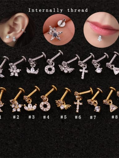 Brass with Cubic Zirconia White Cross Stud Earring