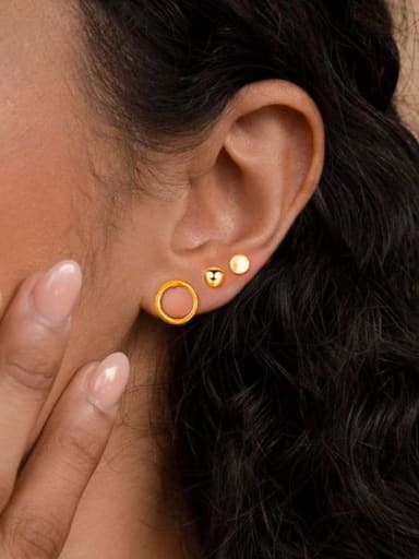Rose gold Stainless steel Round Minimalist Geometric  Set Stud Earring