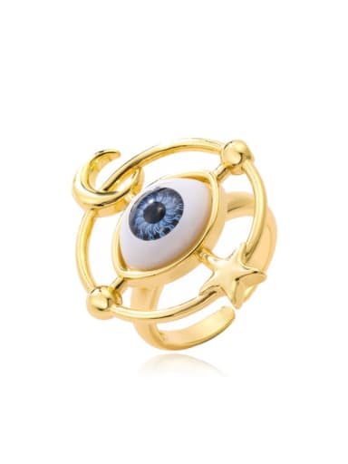 11552 Brass Enamel Evil Eye Vintage Band Ring