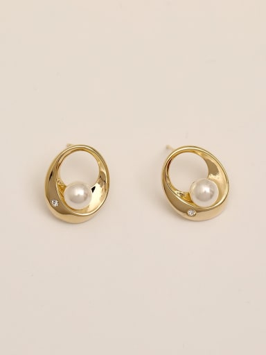 Brass Imitation Pearl Geometric Vintage Stud Trend Korean Fashion Earring