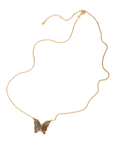 Brass Cubic Zirconia Butterfly Minimalist Necklace
