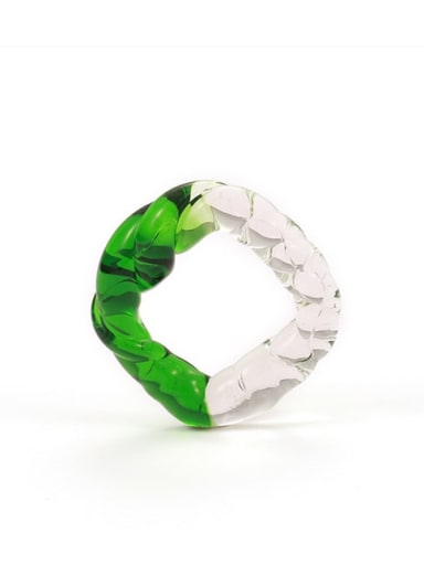 Green ring Hand Glass  Multi Color Twist Square Trend Ring
