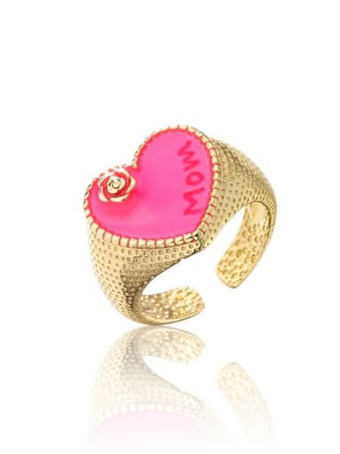Brass Enamel Heart Vintage Band Ring