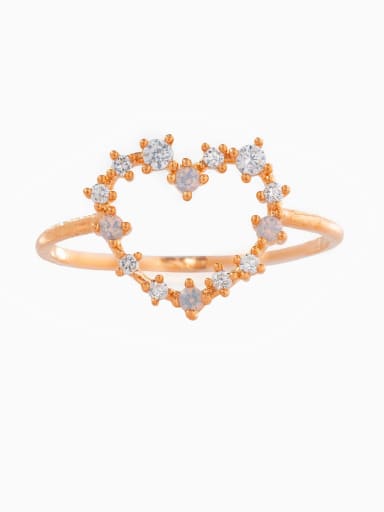 207 rose gold Brass Cubic Zirconia Heart Cute Band Ring