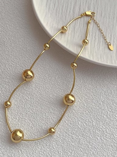 F173 gold Brass Imitation Pearl Geometric Minimalist Necklace