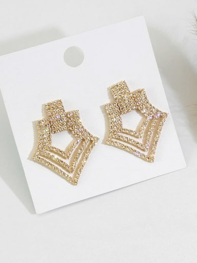 Copper Rhinestone Geometric Dainty Stud Trend Korean Fashion Earring
