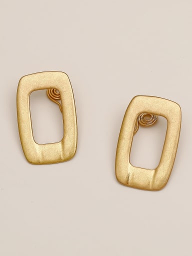 Brass Hollow Geometric Minimalist Clip Trend Korean Fashion Earring