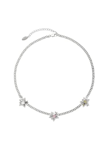Platinum necklace Brass Cubic Zirconia Star Trend Necklace