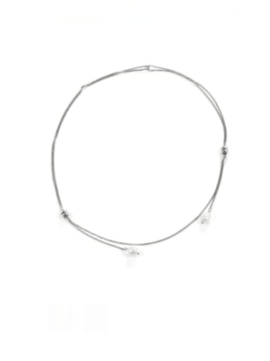 Titanium Steel Imitation Pearl Tassel Minimalist Long Strand Necklace