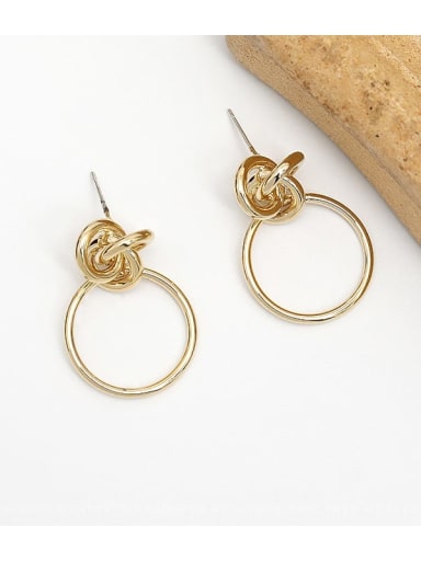 14K gold Copper Geometric Minimalist Drop Trend Korean Fashion Earring