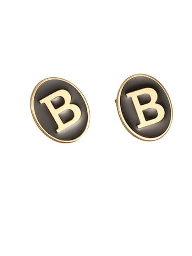 Brass Enamel Letter Cute Stud Earring
