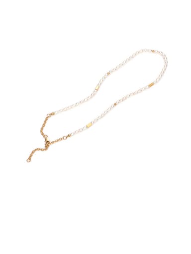 Brass Freshwater Pearl Geometric Hip Hop Necklace