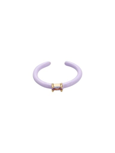 purple Brass Enamel Cubic Zirconia Geometric Cute Band Ring