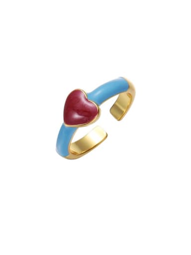 Brass Enamel Heart Trend Band Ring