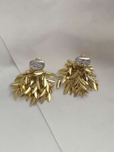 Brass Leaf Tassel Minimalist Drop Earring