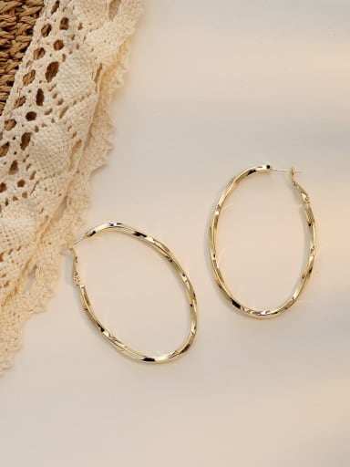 Copper Hollow Oval Minimalist Hoop Trend Korean Fashion Earring