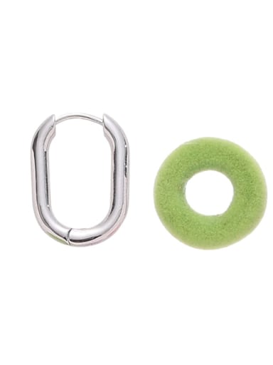 Platinum U-shaped green accessory  -Sing Brass Enamel Geometric Minimalist Huggie Earring