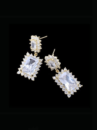 white Zinc Alloy Glass Stone Geometric Luxury Cluster Earring