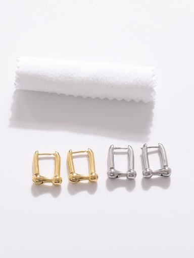 Brass  Hollow Geometric Minimalist Huggie Earring