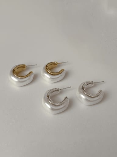 Brass Resin C Shape Minimalist Stud Earring