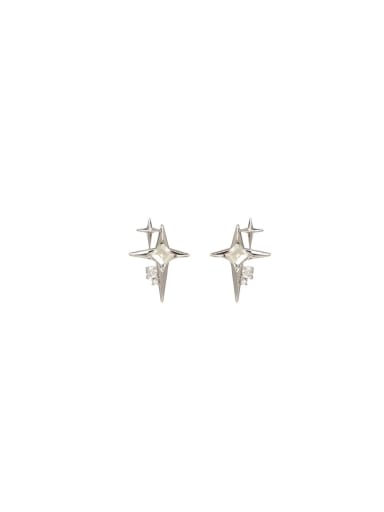 Brass Cubic Zirconia Black Star Dainty Stud Earring