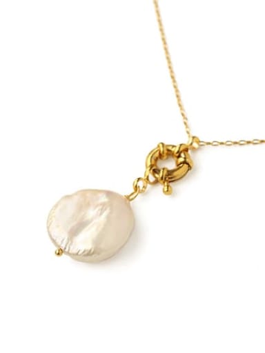 Brass Freshwater Pearl Irregular Vintage pendant Necklace