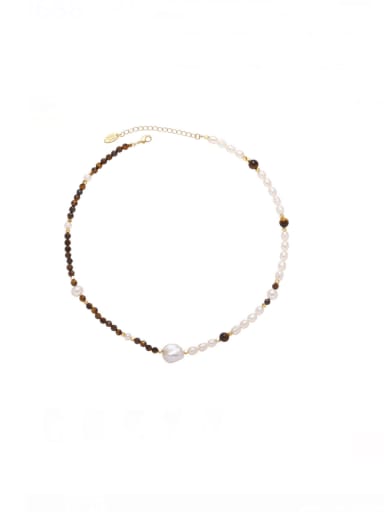 Model 1 Brass Natural Stone Irregular Vintage Beaded Necklace