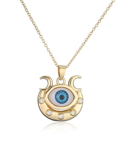 21298 Brass Rhinestone Enamel Evil Eye Vintage Necklace