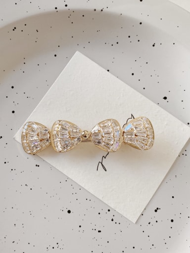 custom Brass Cubic Zirconia Bowknot  Trend Hair Barrette