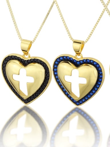 Brass Cubic Zirconia Heart Minimalist Regligious Necklace
