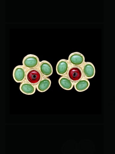 Zinc Alloy Glass Stone Flower Vintage Stud Earring