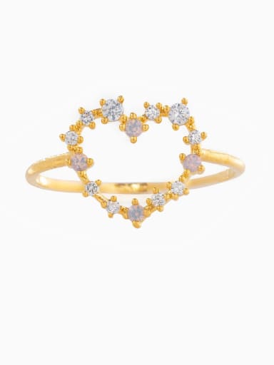 207 gold Brass Cubic Zirconia Heart Cute Band Ring