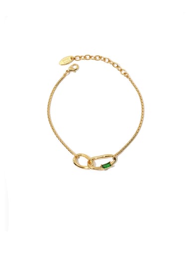 Zircon Bracelet Brass Freshwater Pearl Geometric Vintage Link Bracelet