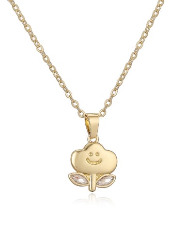 Brass Smiley Flower Minimalist Necklace