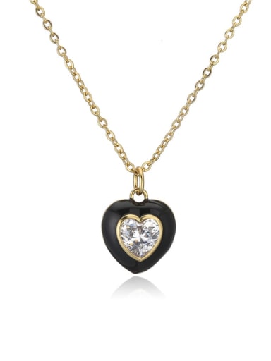 21115 Brass Rhinestone Enamel  Trend Heart Pendant Necklace