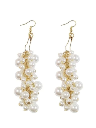 Mixed Metal Imitation Pearl White Trend Drop Earring